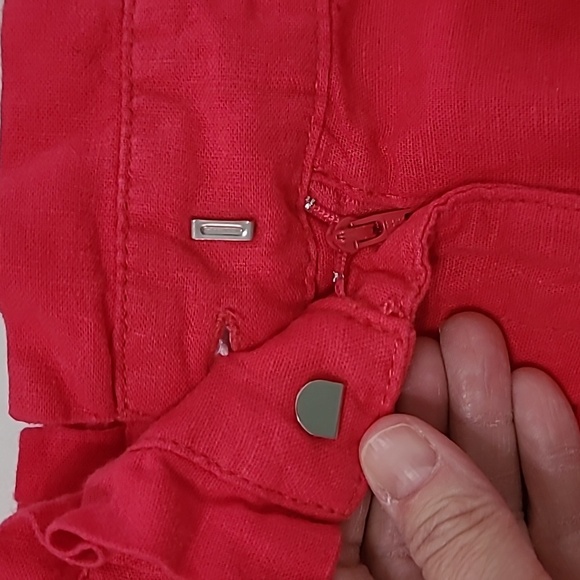 Crown & Ivy Fuchsia Linen Blend Paper Bag Waist Shorts size 4 - Picture 5 of 9